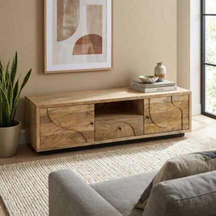 PRITI Tropical Home Decor Wood TV Stand (Solid Wood )