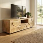 PRITI Tropical Home Decor Wood TV Stand (Solid Wood )