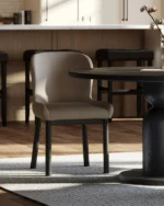 PRITI Contemporary Round Wooden Dining Table in Refined Black Finish