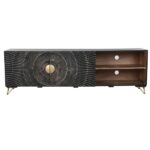 PRITI TV Stand in Black and Gold Wood