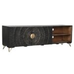 PRITI TV Stand in Black and Gold Wood