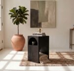 PRITI Black Painted Side Table (Black Wood )