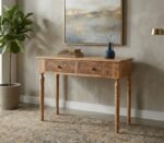 PRITI Console 2 Drawers Solid Wood Curved Patterns