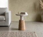 PRITI Marble Top Carved Side Table