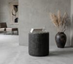 PRITI Round Carved Side Table (Solid Wood)