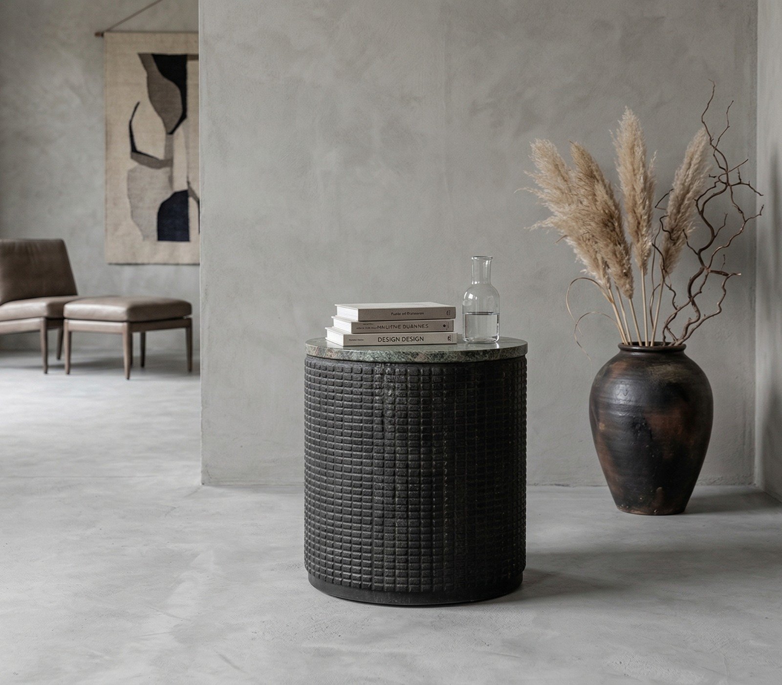 PRITI Round Carved Side Table (Solid Wood) PRITI Round Carved Side Table (Solid Wood)