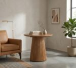 PRITI Round Side Table Light Brown 50 cm (Solid Wood )