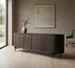 PRITI TV Unit Dark Brown Wood 210 cm (Solid Wood )
