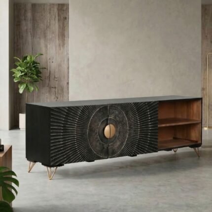 PRITI TV Unit Wooden Solid Black
