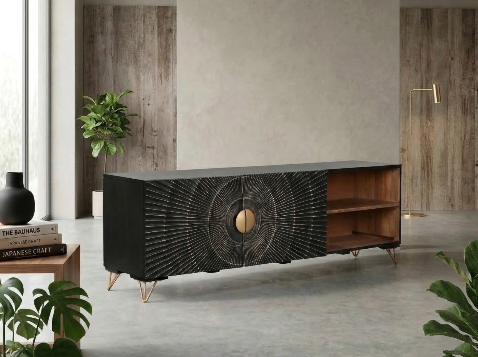 PRITI TV Unit Wooden Solid Black PRITI TV Unit Wooden Solid Black