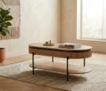 PRITI TV furniture Home Black Natural Metal (Solid Wood )