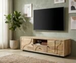 PRITI Tropical Home Decor Wood TV Stand (Solid Wood )