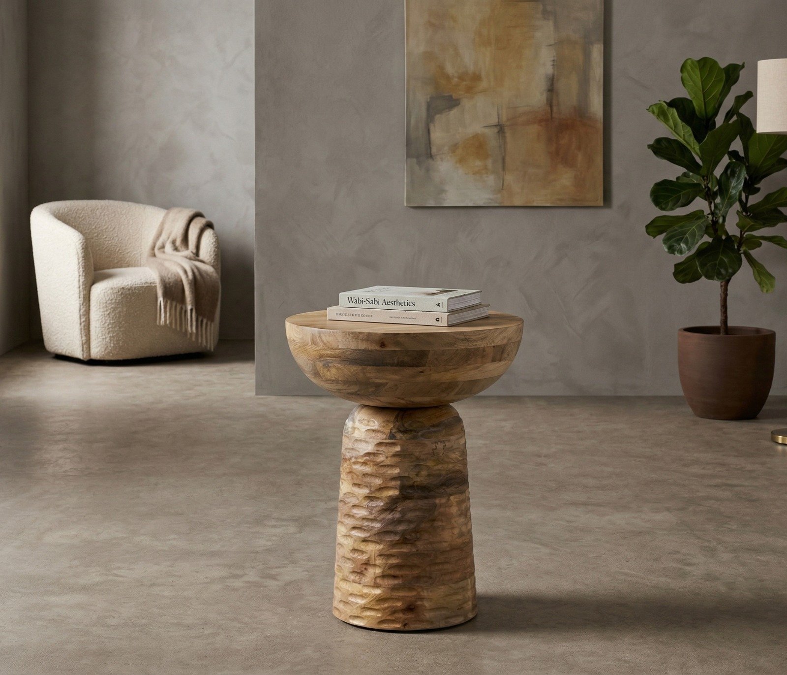 PRITI Wooden Bowed Side Table (Solid Wood) PRITI Wooden Bowed Side Table (Solid Wood)