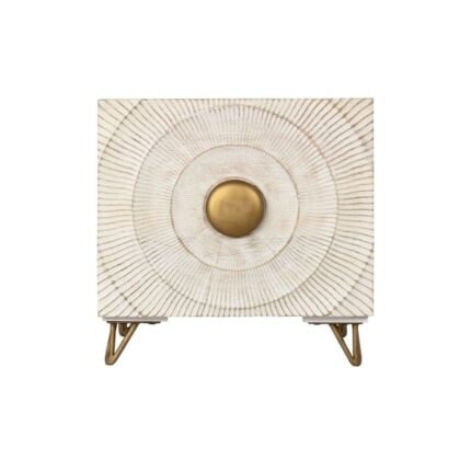 PRITI Small Sideboard in White and Gold Wood