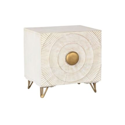 PRITI Small Sideboard in White and Gold Wood