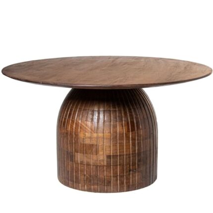 PRITI Coffee Table with Round Brown Wood Top