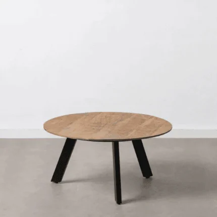 PRITI Coffee Table in Solid Wood and Black Iron
