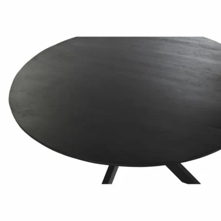 PRITI Round Dining Table in Wood and Black Metal Legs