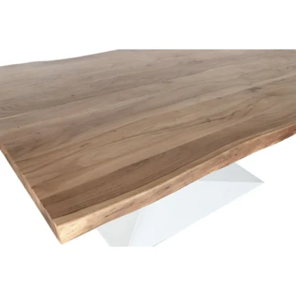 PRITI Contemporary Dining Table in Solid Wood and White Metal Home Decor