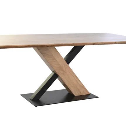 PRITI Industrial Dining Table in Solid Wood and Black Metal