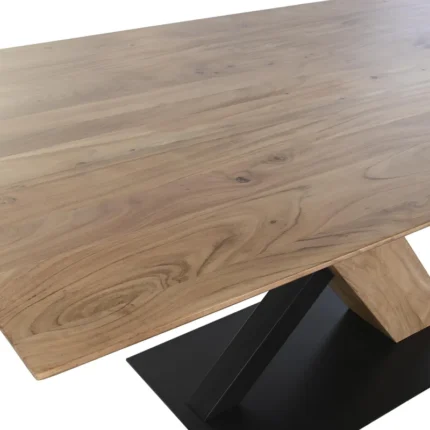 PRITI Industrial Dining Table in Solid Wood and Black Metal