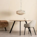 PRITI Loft Design Round Table Natural Wood and Black Metal