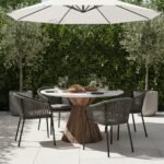 PRITI Round Marble Top with Wooden Legs Dining Table