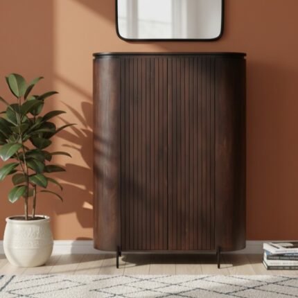 Back to products $196.00 – $235.20Price range: $196.00 through $235.20 PRITI Wooden Cabinet Dark Brown (Solid Wood )