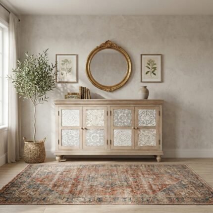 PRITI Wooden Accent Cabinet (Solid Wood )