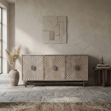 Wooden Handicraft 3 Door Sideboard (Solid Wood) – PRITI