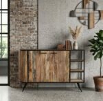 PRITI Sideboard Home Decor Brown Black Metal Wood