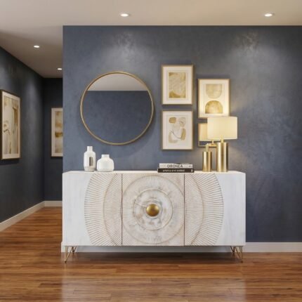 White Wooden Buffet with Metal legs – PRITI