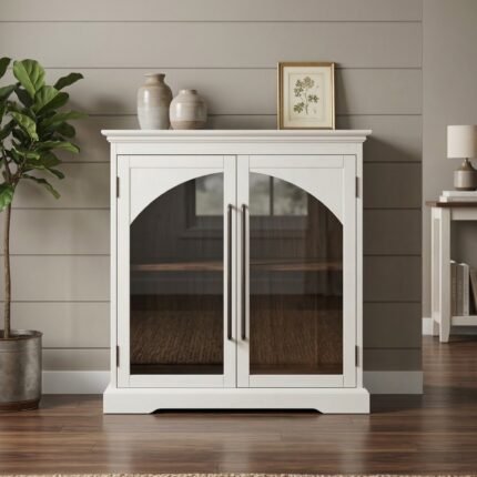 PRITI Wooden Arch 2 Door Accent Cabinet
