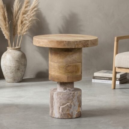 PRITI Stacked Side Table (Solid Wood)