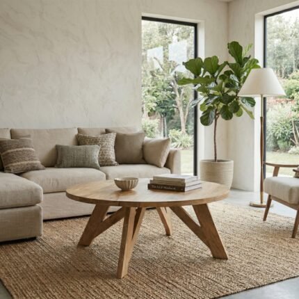 Coffee Table 90 cm (Solid Mango Wood) - PRITI