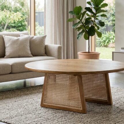 PRITI Coffee Table (Solid Wood with Cane )