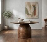 PRITI Coffee Table with Round Brown Wood Top