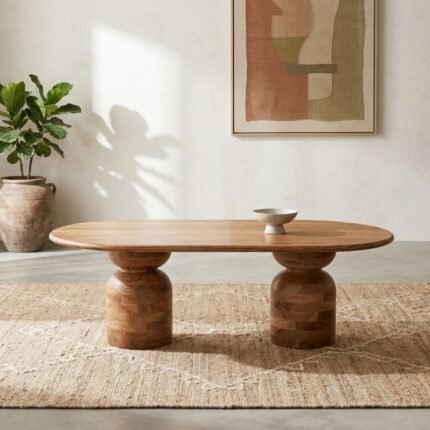 PRITI Contemporary Natural Wood Coffee Table Home Decor