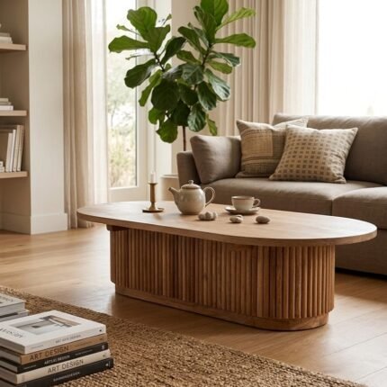 PRITI Ovel Solid Wood Coffee Table