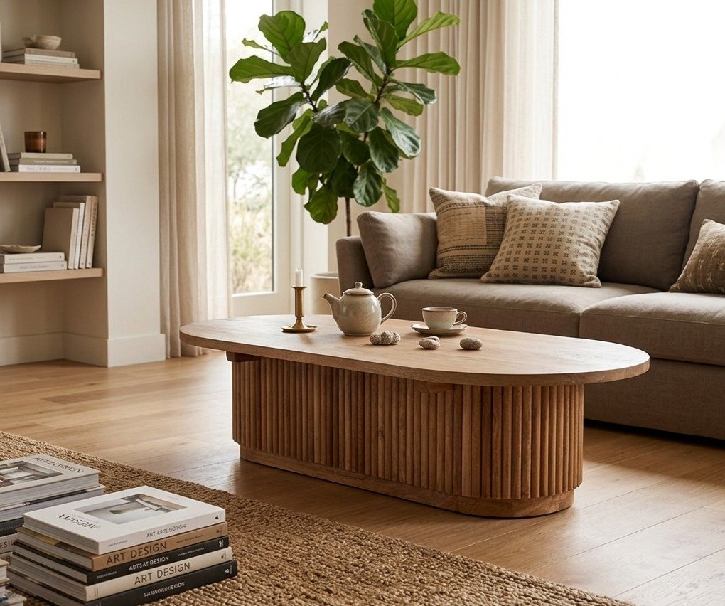 PRITI Ovel Solid Wood Coffee Table PRITI Ovel Solid Wood Coffee Table