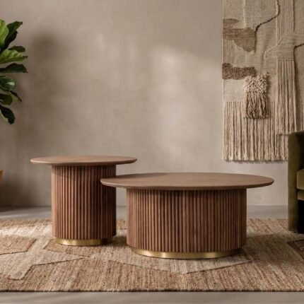 PRITI Round Coffee Table Set of Two (Solid Wood )