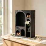 Black Wall Hanging Display Shelves (Black Wood) - PRITI