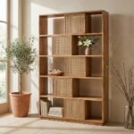 PRITI Bookcase (Wood & Cane )