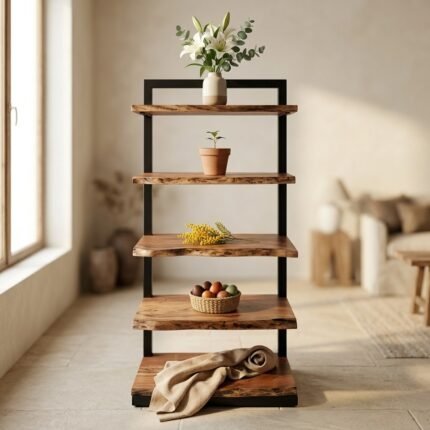 PRITI Edge Large Bookcase (Solid Wood )