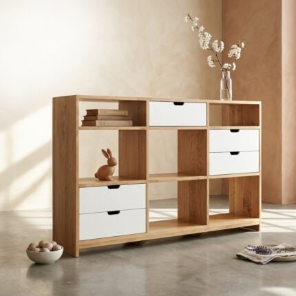 PRITI Half Triple Bookcase (Solid Mango Wood)