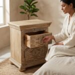 PRITI Handicraft Nightstand House Living Brown Wood