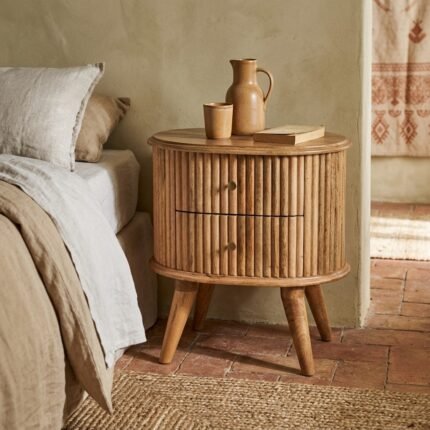 PRITI Nordic Bedside Table (Solid Wood )