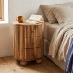 PRITI Wooden Ball 3 Drawer Bedside Table (Solid Wood )