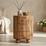 PRITI Wooden Ball 3 Drawer Bedside Table (Solid Wood ) - Image 3