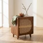 PRITI Wooden Bedside Table (Wood with cane )